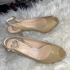 Vince Camuto nude high heel shoes.